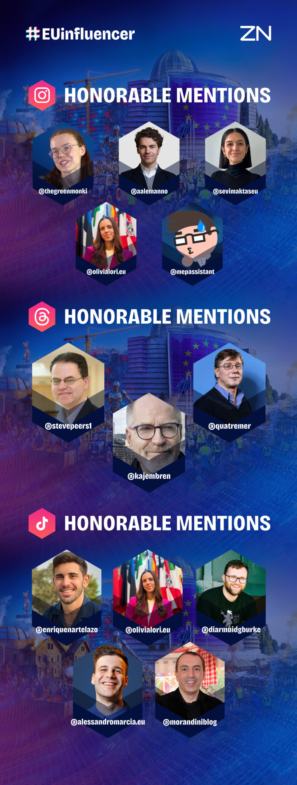 #EUinfluencer 2024 Honorable Mentions on Instagram, Threads, TikTok 